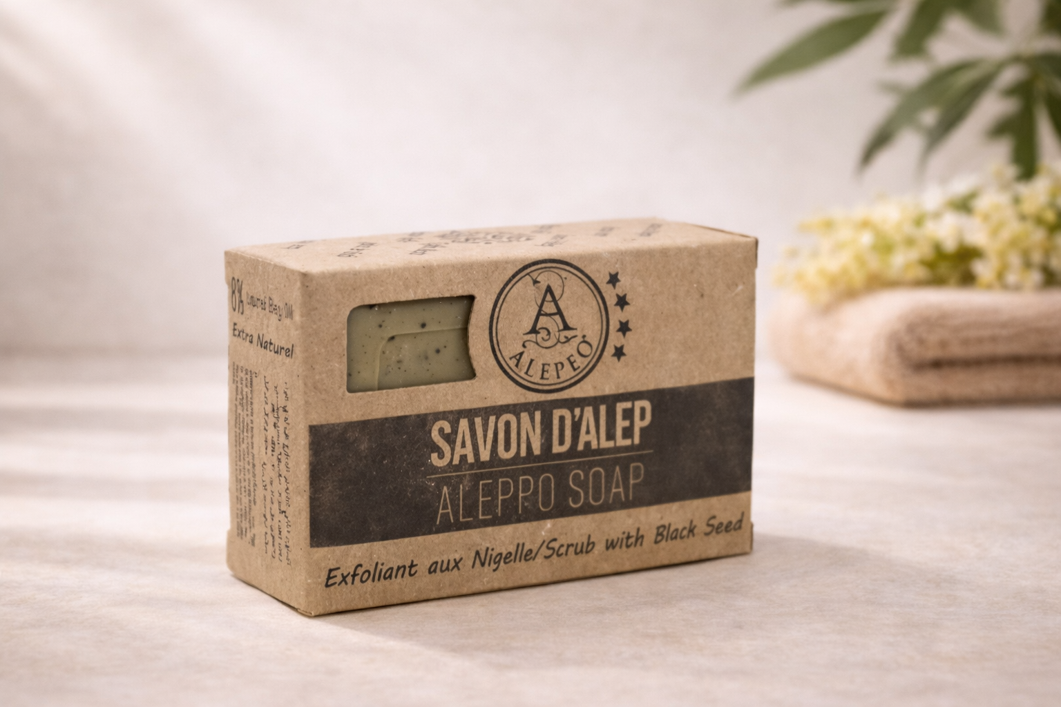 Pastilla Jabón Alepo Exfoliante Semilla Negra